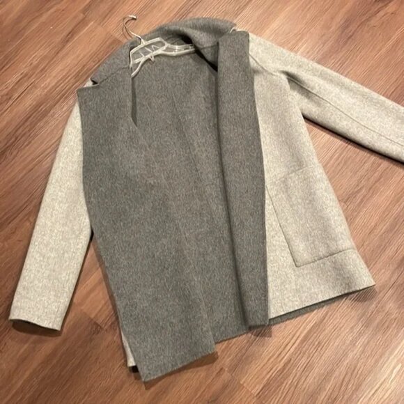 New Theory Sileena R Winsome open front spread collar reversible cashmere coat - Picture 13 of 16